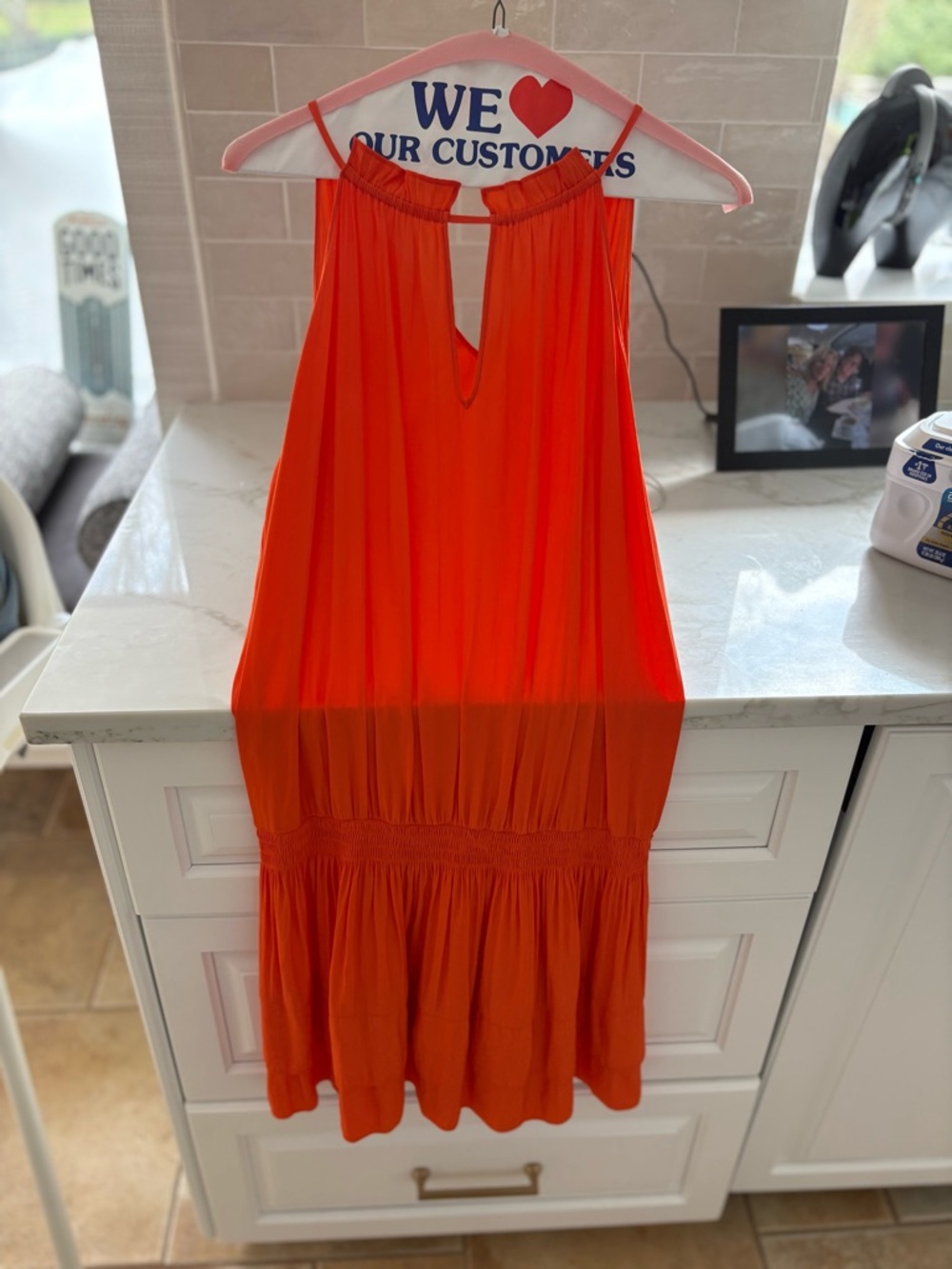 Ramy Brook Bright Orange Halter Mini Dress